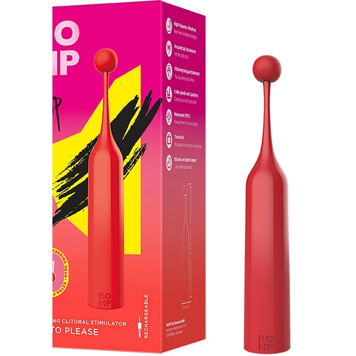 Stymulator łechtaczkowy ROMP Pop - silikonowe końcówki, 3 tryby wibracji, wodoodporny