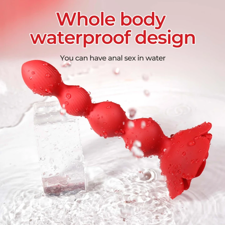 Koraliki analne Rose - Silikonowy, 10 trybów wibracji, funkcja obrotowa