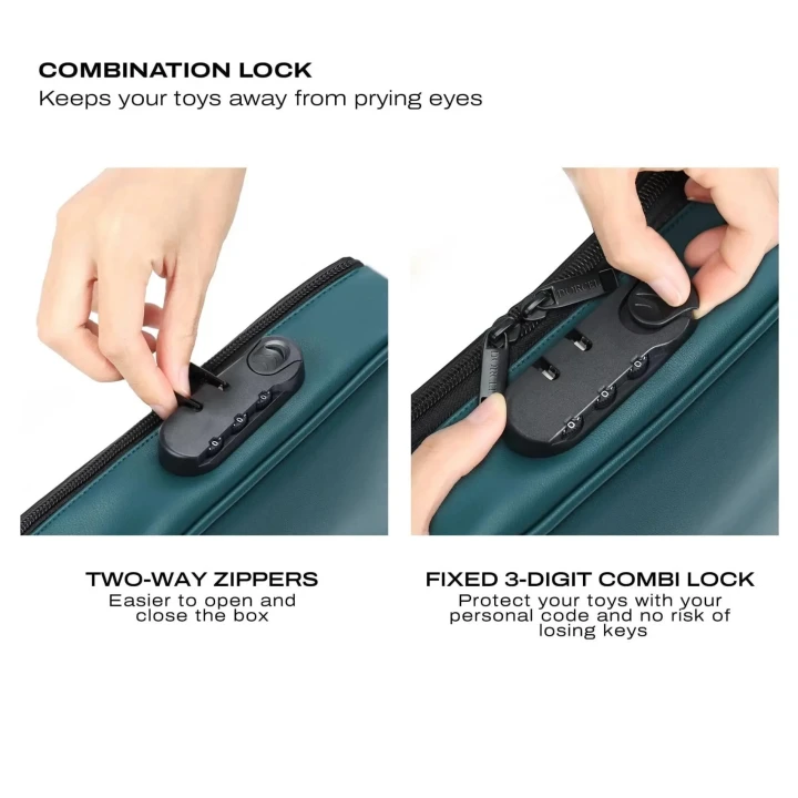 Pudełko do przechowywania zabawek erotycznych DORCEL DISCREET BOX LUXURY GREEN, duża pojemność, zamek szyfrowy