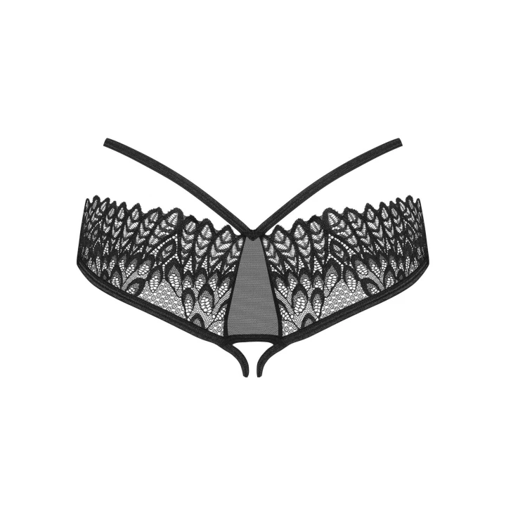 Figi otwarte OBSESSIVE Donarella - czarne, koronkowe, elastyczny materiał, rozmiar XL/2XL