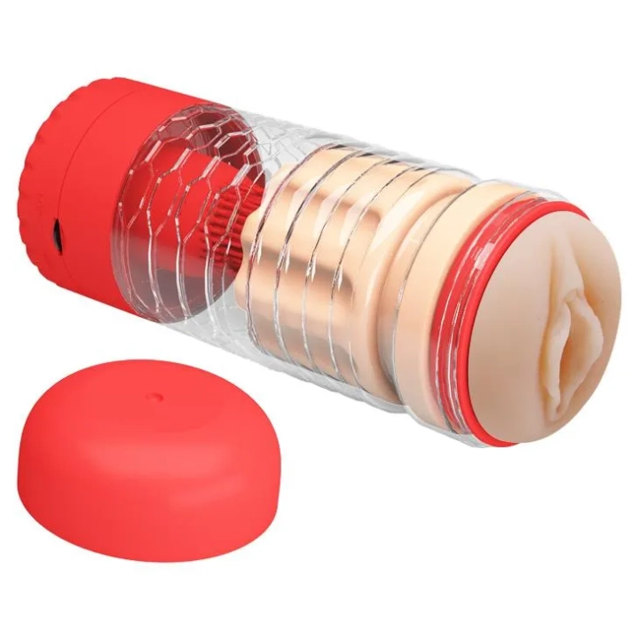 Masturbator wibracyjny PRETTY LOVE - EMILY, wewnętrznie teksturowany, czerwony