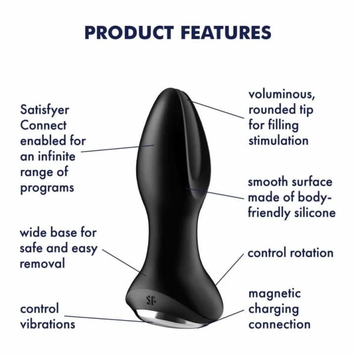 Wibrator analny Satisfyer Rotator Plug 2+, 12 programów wibracji, wodoodporny IPX7