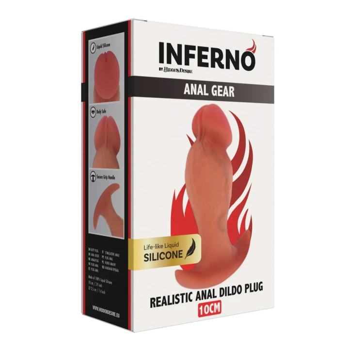 Korek analny Realistic INFERNO HIDDEN DESIRE – płynny silikon, 10 cm, Ø 3,5 cm
