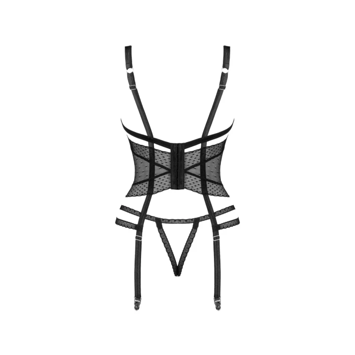 Gorset Lanelia OBSESSIVE, otwarty krój, regulowane ramiączka, prześwitująca siateczka