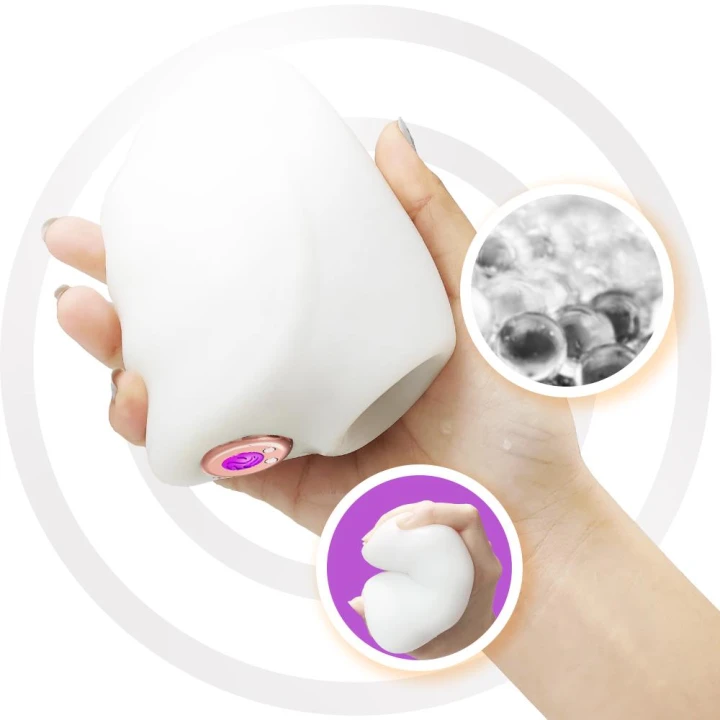 Masturbator wibrujący Master White, 10 trybów, wodoodporny, TPE+ABS