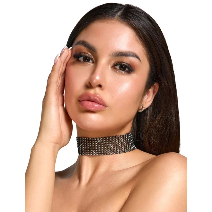 Choker z kryształkami COTTELLI ACCESSOIRES, regulowany, elegancki, plastikowy