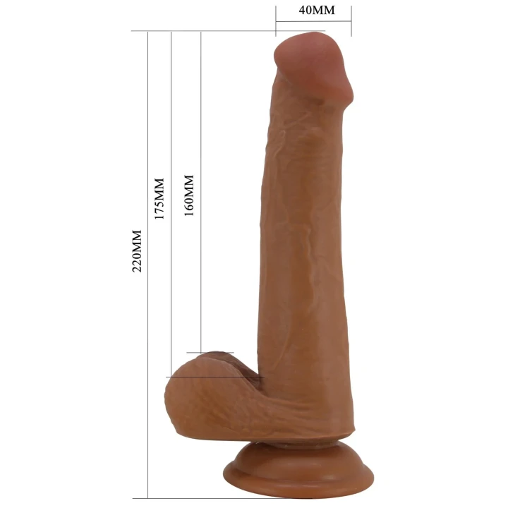 Dildo TPR PRETTY LOVE - TALLEN, 220mm, ruchoma skóra, przyssawka do stabilności