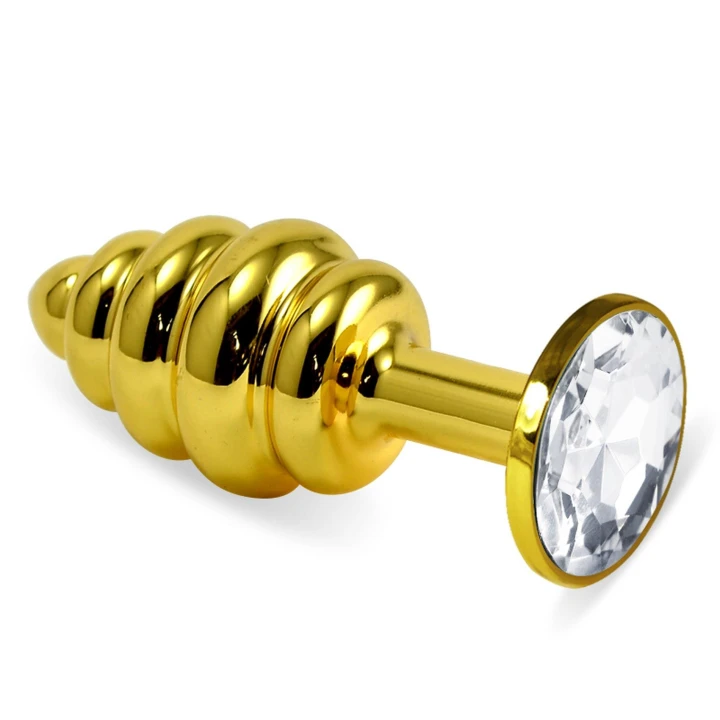 Korek spiralny Gold Spiral Plug Clear, 6,9 cm, metal bezniklowy, eleganckie opakowanie