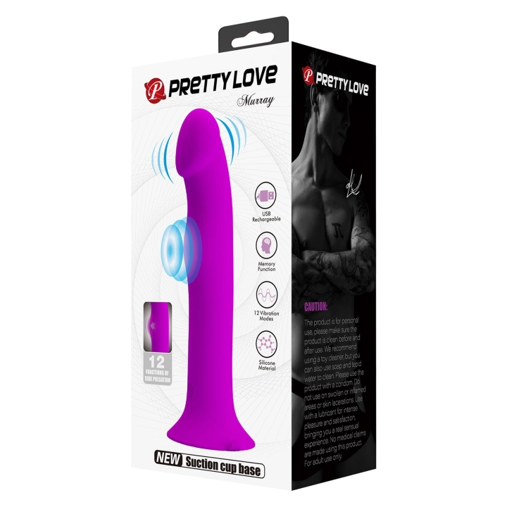 Wibrator Murray PRETTY LOVE – silikon/ABS, 12 funkcji wibracji i pulsacji, przyssawka