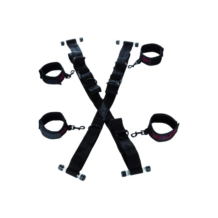 Kajdanki Scandal z systemem mocowania do drzwi, 4 blokady, regulowana wysokość