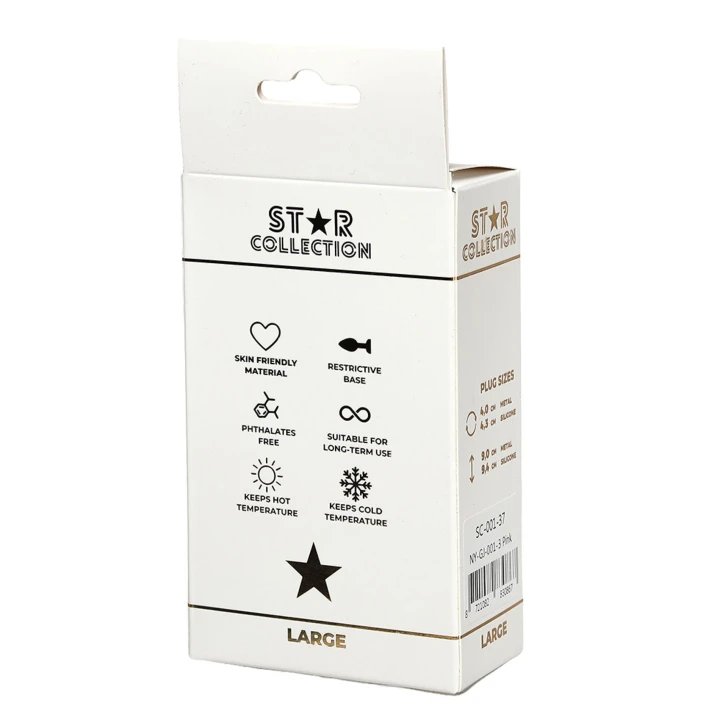 Korek analny Star Collection, silikonowy 10 cm, rozmiar L, różowy kamień