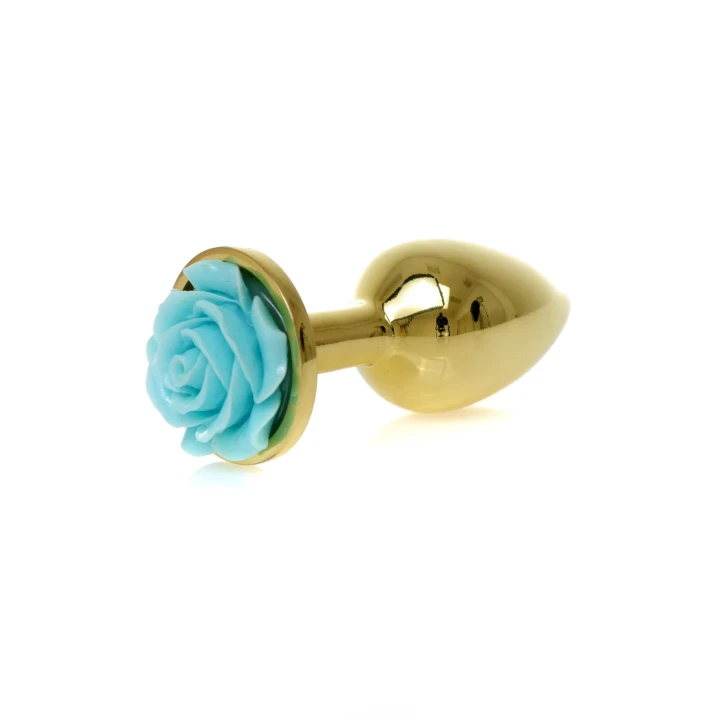 Korek analny Plug-Jewellery Gold PLUG ROSE - stal nierdzewna, gładki, ergonomiczny