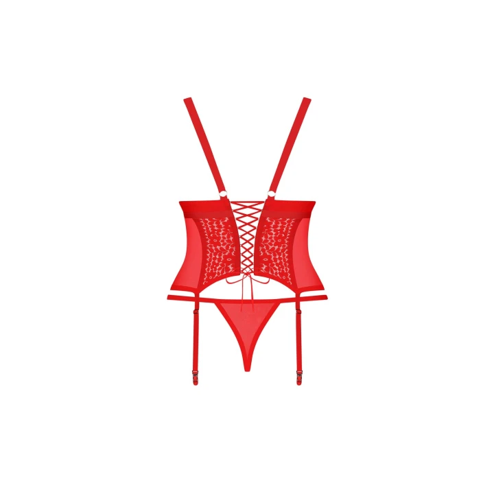 Gorset OBSESSIVE z koronkowymi detalami 4XL/5XL, regulowane ramiączka, czerwony