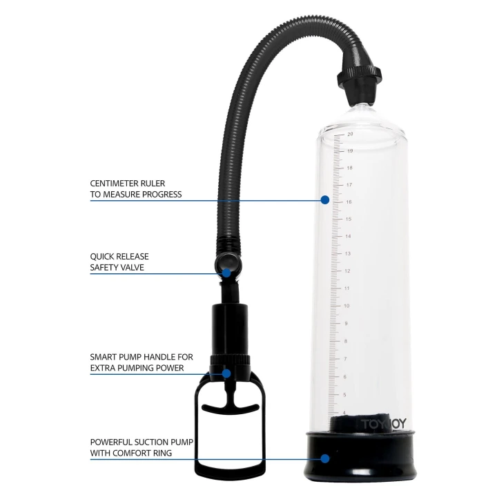 Pompka do penisa Toy Joy POWER PUMP - PVC, czarny-przeźroczysty, średnica 5.5 cm