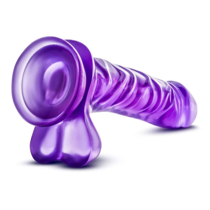 Dildo B YOURS BASIC 8 - Fioletowy, PVC, Średnica 4,7 cm, Zasilany bateriami