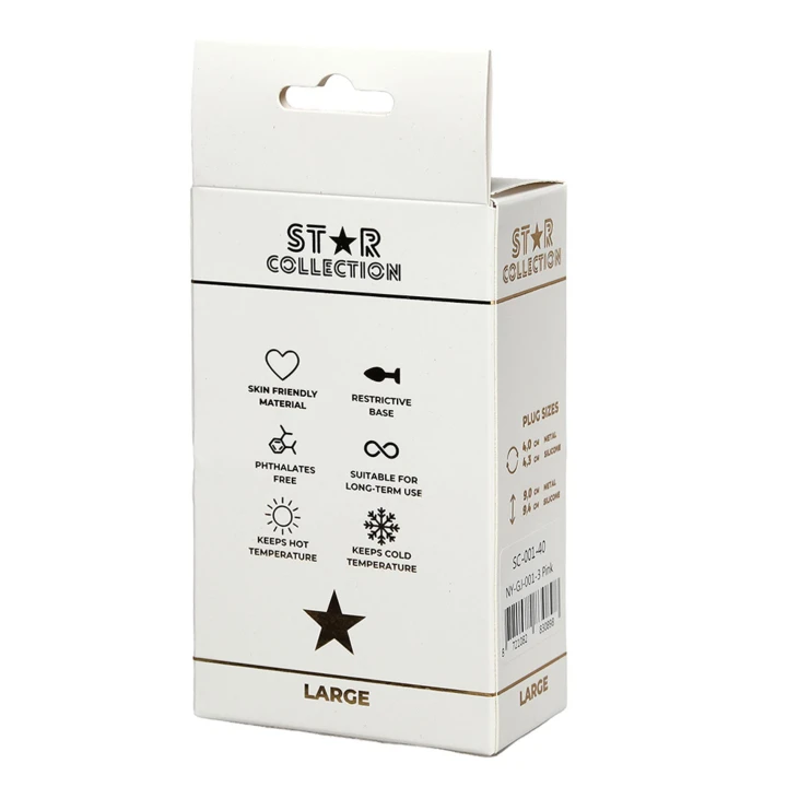 Korek analny L – silikonowy jasnoróżowy z kamieniem, Star Collection