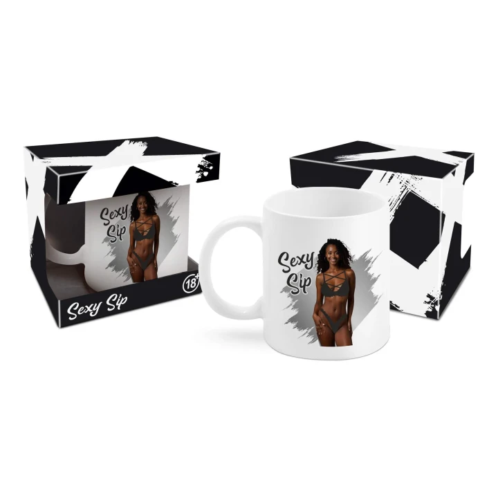 Kubek ceramiczny Sexy Sip 300ml, zmysłowy nadruk, eleganckie opakowanie prezentowe