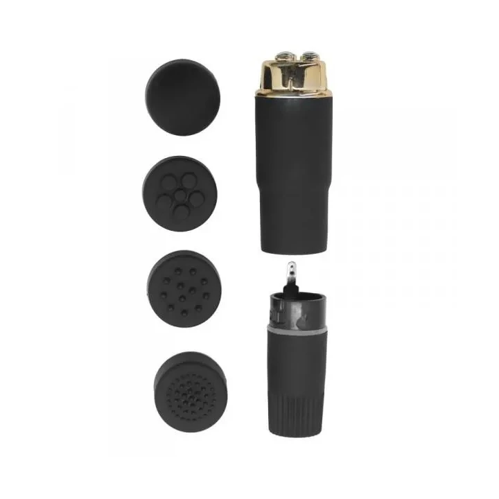 Wibrator mini Toyz4Lovers, wodoodporny, 4 nasadki, 10 cm długości