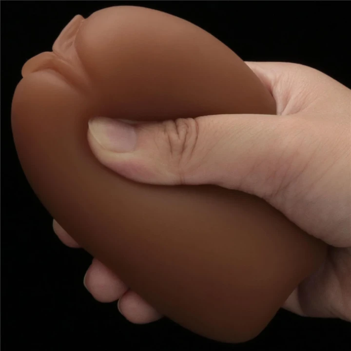 Masturbator dwustronny TPE, 6,2 cm x 10,3 cm, z realistycznym anusem i pochwą