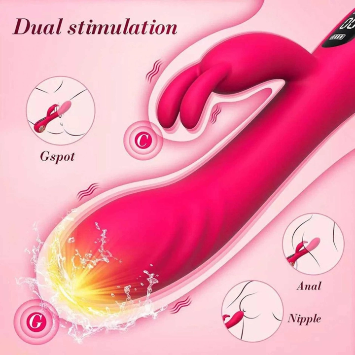 Wibrator króliczek Rabbit G-Spot Dual - silikon 2w1, 9+9 trybów, IPX7, USB magnetyczne