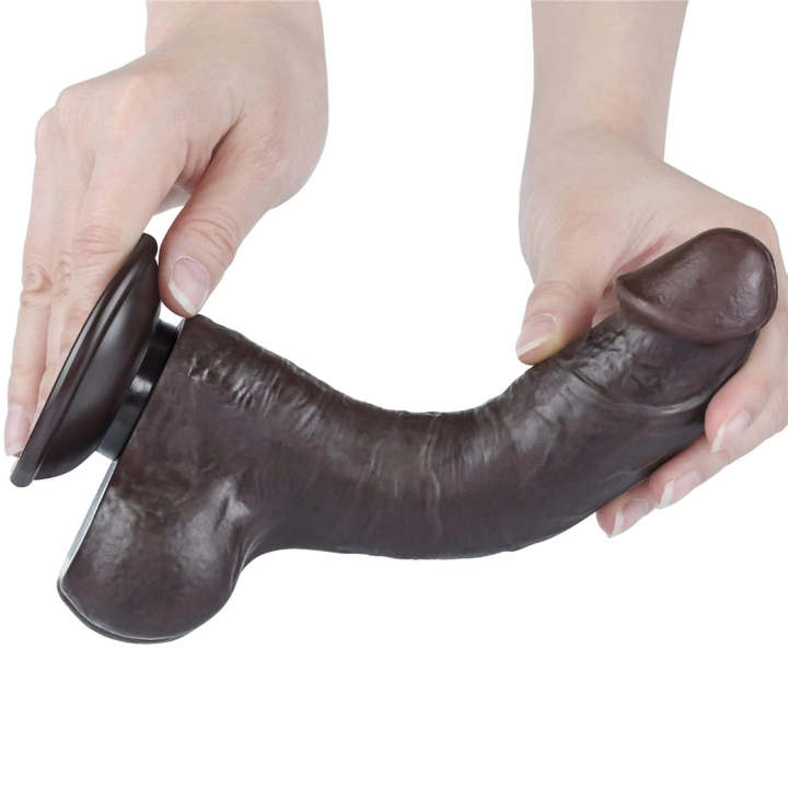 Dildo Realistyczne Dual Layer TPE 20,3 cm, Przesuwająca Się Skóra, Silna Przyssawka
