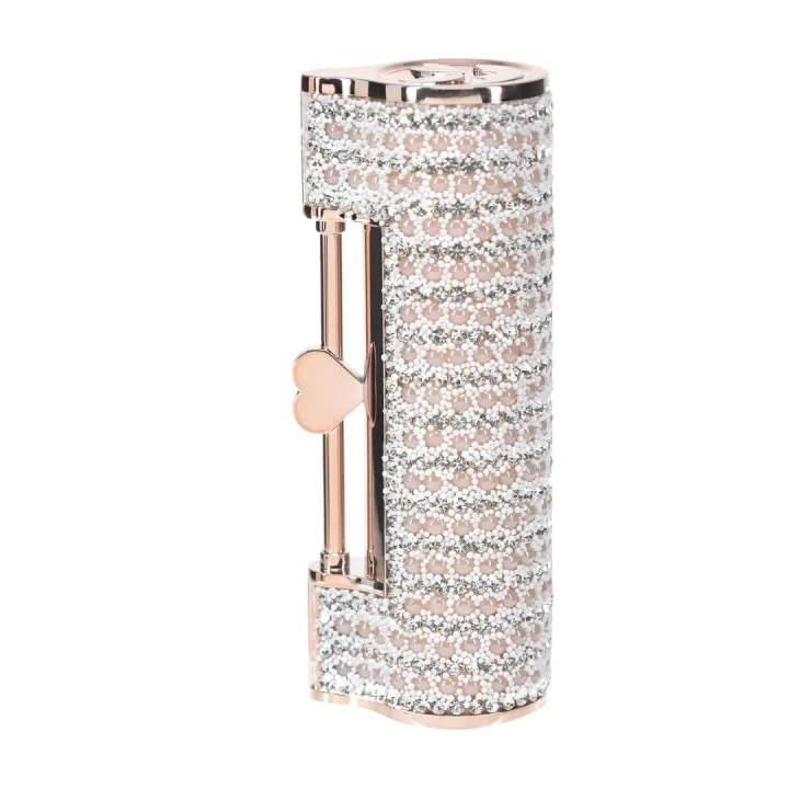 Wibrator mini - Angel, silikonowy, 5 trybów, kompaktowy, zestaw 4 końcówek, różowy