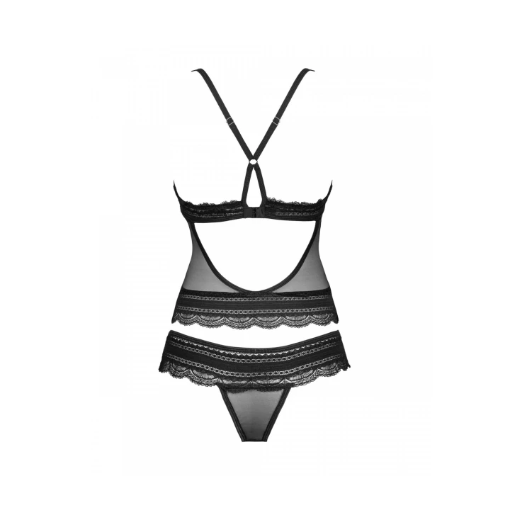 Bielizna damska OBSESSIVE Ivannes, czarny top L/XL, regulowane ramiączka, koronka dekoracyjna