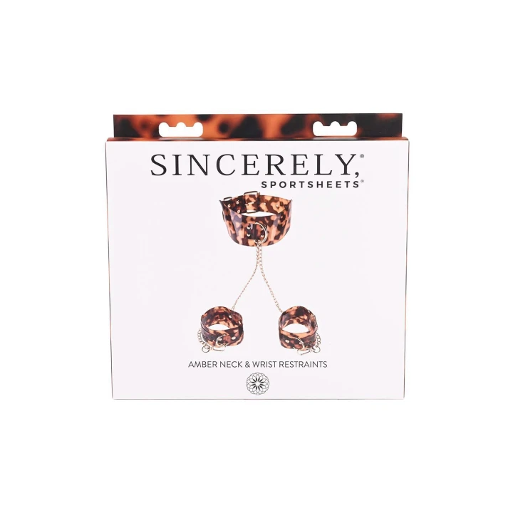 Ograniczniki na szyję i nadgarstki SPORTSHEETS - bursztynowe, regulowane klamry, PVC