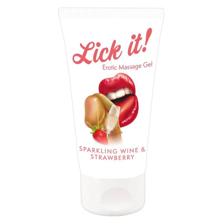 Żel do masażu erotycznego Lick it! - truskawkowy, wegański, 50 ml