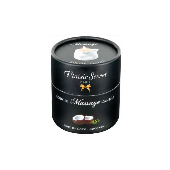 Świeca do masażu Plaisir Secret - kokosowy zapach, 100% naturalny wosk, 80 ml