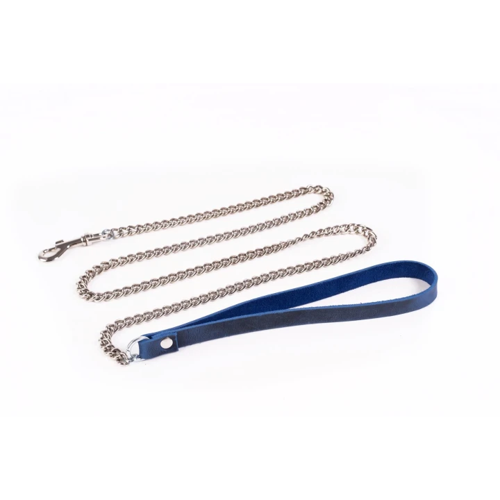 Smycz BDSM Crazy Horse - Skórzana, Elegancka, Z Mocnym Łańcuchem Nierdzewnym