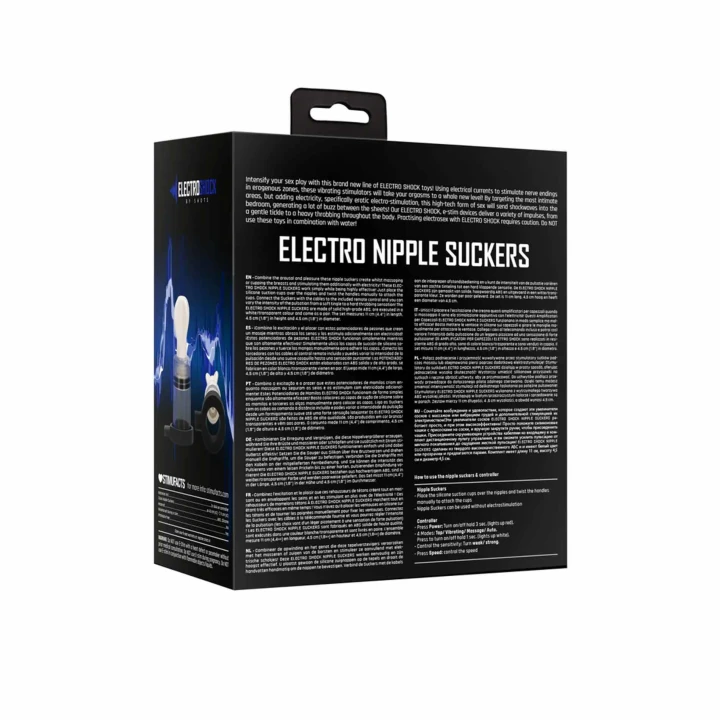 Stymulator sutków elektrostymulacyjny, seria Electro Shock, silikonowe przyssawki 4,5 cm