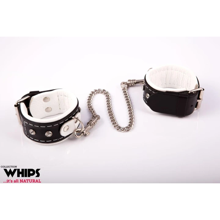 Kajdanki - Skórzane kajdanki damskie, regulacja rozmiaru, eleganckie opakowanie