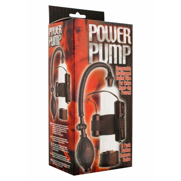 Pompka do penisa Power Pump Black - wodoodporna, z wibracjami, 56cm długości