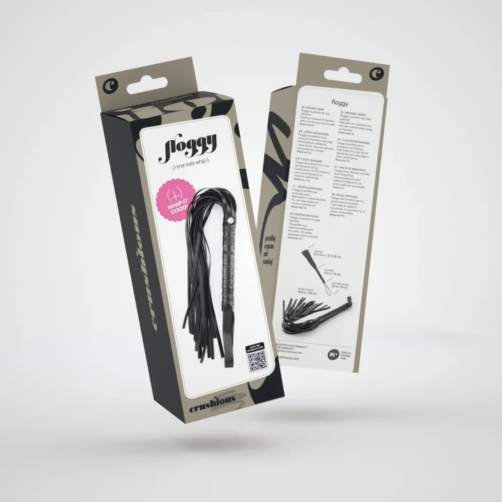 Pejcz dominacyjny Crushious Floggy, skórzany, 58 cm długości, frędzle