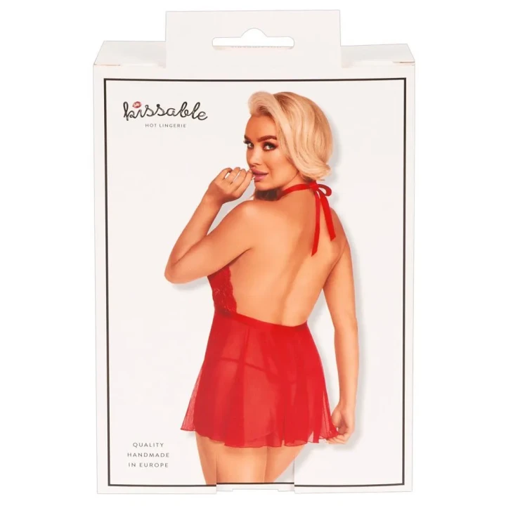 Babydoll koronka Kissable, czerwona, L/XL, 95% poliester, 5% elastan