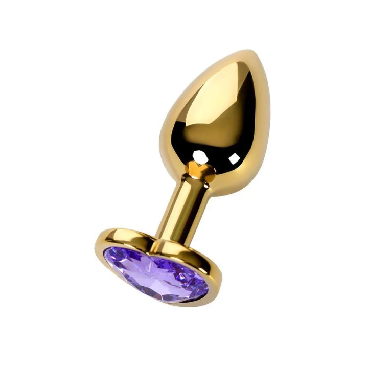 Plug analny TOYFA, metalowy, złoty z purpurowym kryształem, 7 cm, Ø 2,7 cm