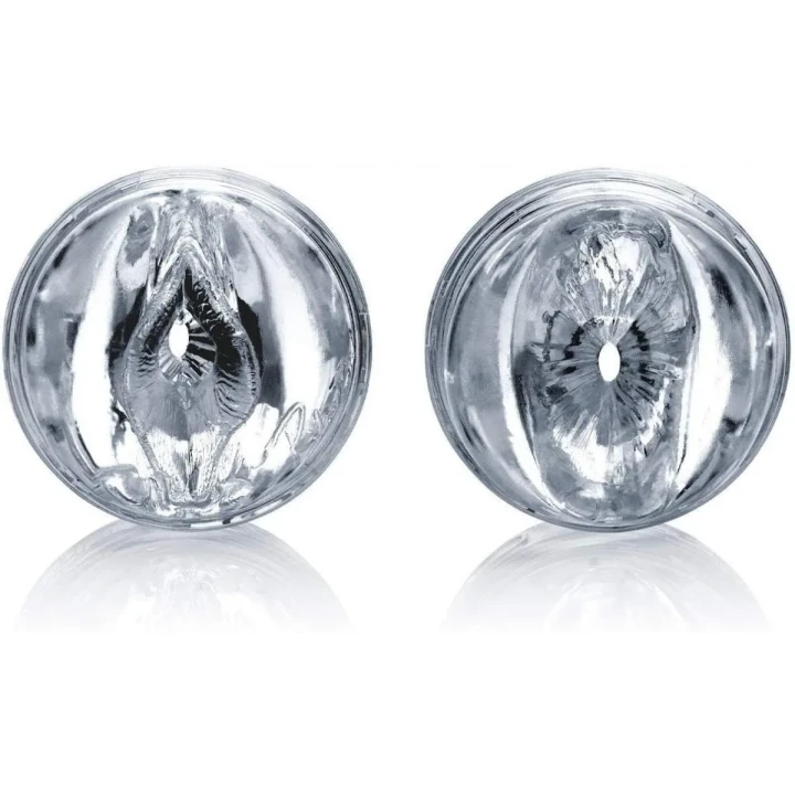 Masturbator kompaktowy Quickshot Riley Reid – przezroczysty, 2 wejścia (waginalne/analne)