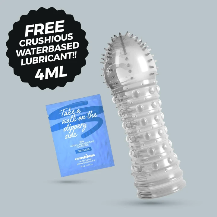 Nakładka na penisa Crushious - Dotted Sleeve, długość 15,5 cm, średnica 3,3 cm, TPE