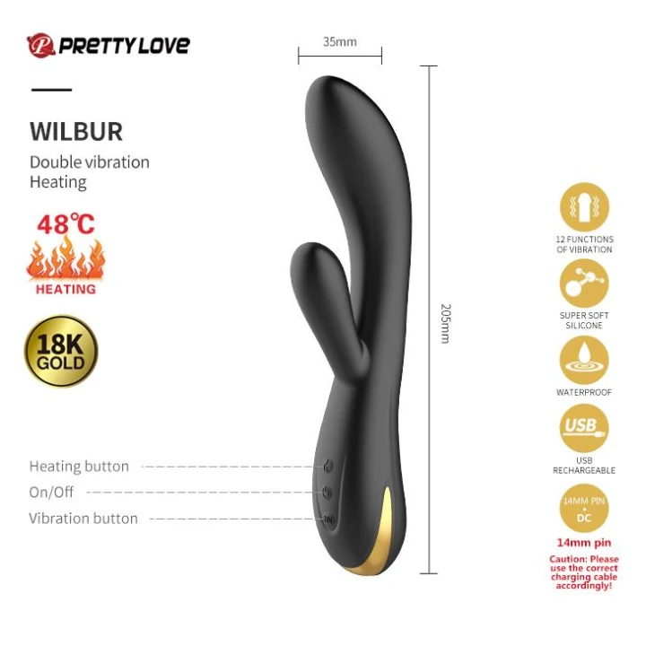 Zestaw akcesoriów dla par - PRETTY LOVE Golden Black, 12 funkcji wibracyjnych, bezprzewodowy pilot