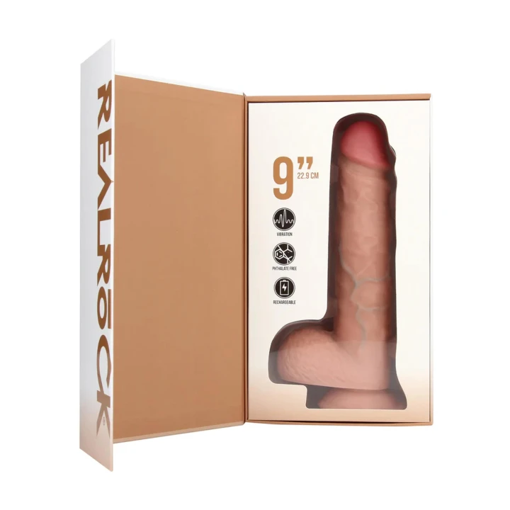 Dildo wibrujące RealRock® 23 cm, realistyczny, przyssawka, skórzany design