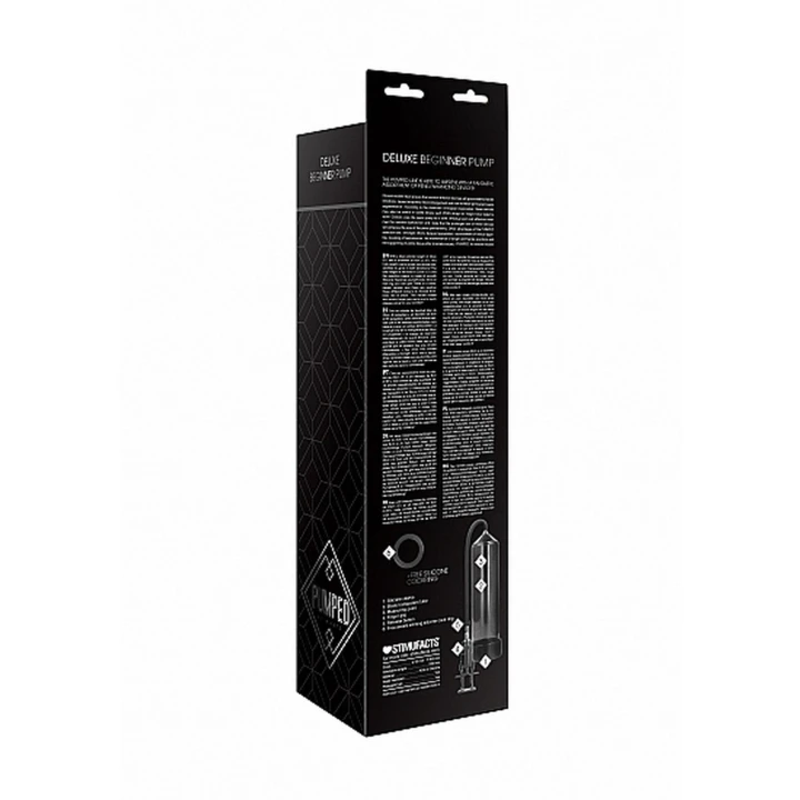 Pompka do penisa PUMPED Deluxe, długość 23cm, średnica 6cm, z uchwytem i zaworem zwalniającym