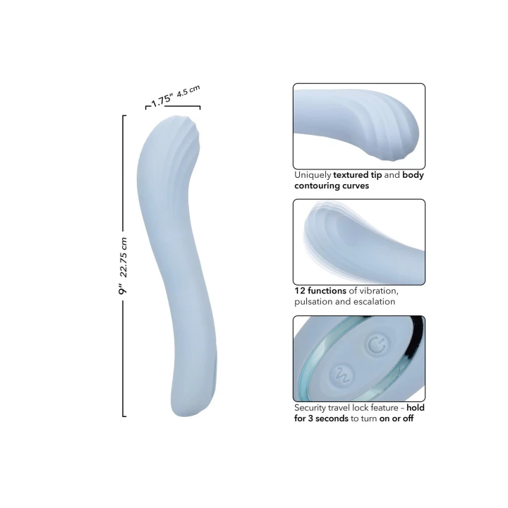 Masażer intymny Azure Collection Contoured G, silikon, 12 funkcji wibracji, wodoodporny IPX7