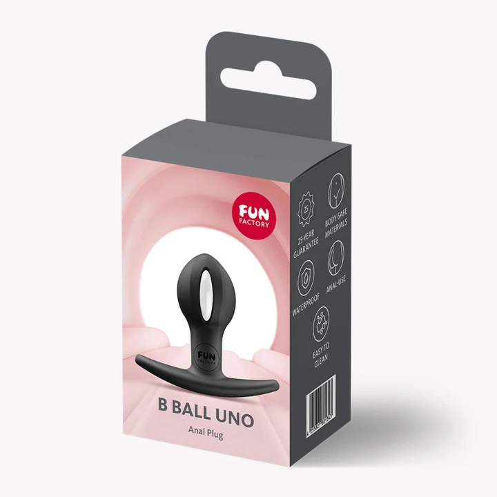Korek analny B Ball Uno – czarny, ruchoma kulka, długość 8 cm