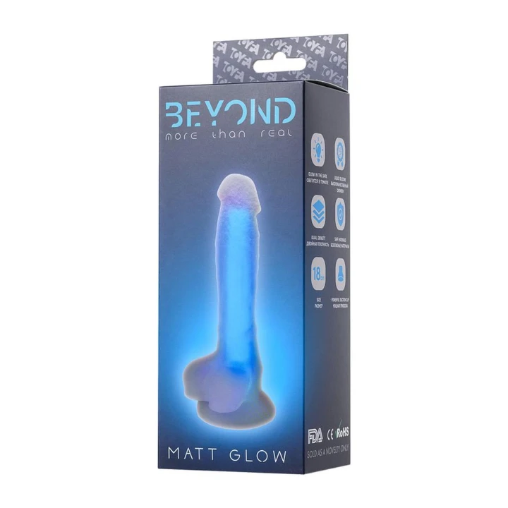 Dildo BEYOND BY TOYFA 18cm, dwuwarstwowy silikon, świecący w ciemności