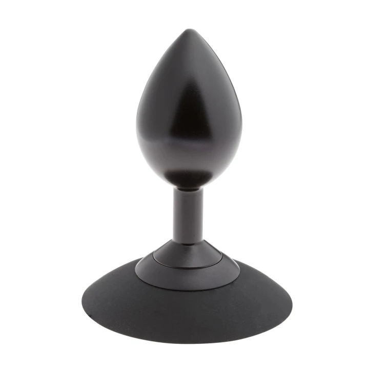 Korek analny MALESATION z przyssawką, duży, czarny, aluminiowy, stożkowy