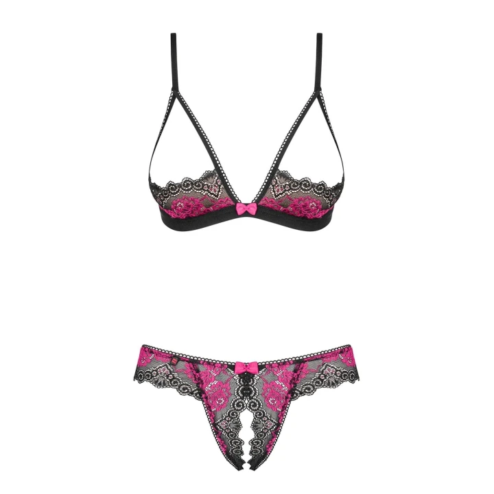 Biustonosz z otwartymi miseczkami OBSESSIVE, koronkowy, z regulowanymi ramiączkami
