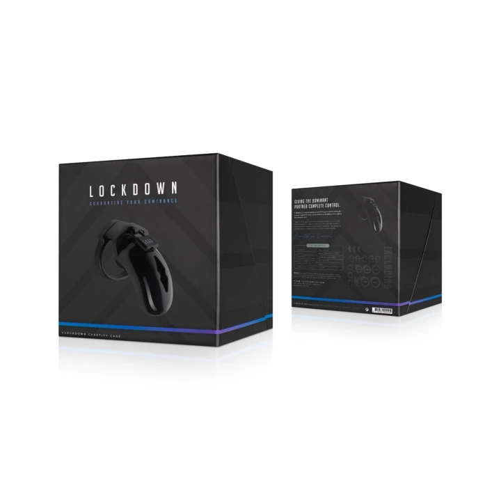 Klatka cnoty Lockdown - Średnia, 5 pierścieni dopasowujących, metalowa kłódka z kluczami