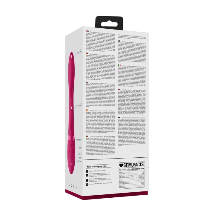 Wibrator do punktu G Zosia - Silikonowy, 2 silniki, 10 funkcji wibracji, wodoodporny