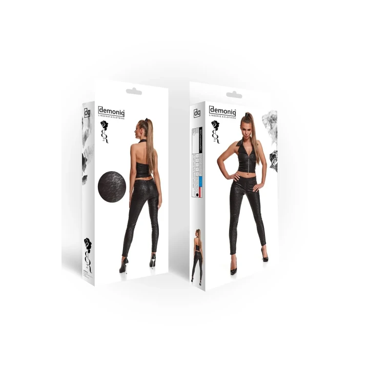 Legginsy wetlook DEMONIQ Kolekcja Black Rose 2.0, zmysłowe, czarne, S